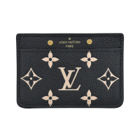 【Louis Vuitton 路易威登】LV壓印LOGO Monogram Empreinte牛皮2卡開口式名片卡夾(黑)