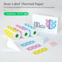 PeriPage 3 Rolls Label Thermal Paper Sticker Self-Adhesive PrintableLabel Paper Waterproof for PeriPage A6/A9/A9s/A9 Pro/A9 Max