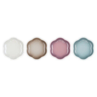 【Le Creuset】瓷器繁花系列花型盤11cm-4入(珠光白/肉豆蔻/錦葵紫/海洋之花)