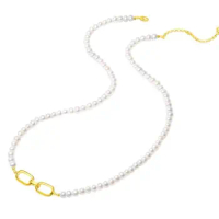 MADALENA SARARA Freshwater Pearl Necklace Perfectly Round White Color 18k Gold Clasp With Extension Chain