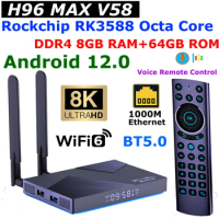 Android 12 TV Box H96 MAX V58 Rockchip RK3588 Octa Core 8GB DDR4 RAM 64GB ROM 1000M Ethernet WIFI6 5G Dual WIFI 8K Media Player