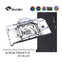 Bykski GPU Water Block , For PowerColor RX6750XT Red Devil , Full Cover Water Cooling Cooler With Backplate , A-PC6750XT-X