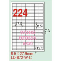 【龍德】LD-872(直角) 雷射、影印專用標籤-紅銅板 8.5x27.9mm 20大張/包