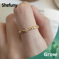 Shefuny 925 Sterling Silver Infinity Symbol Adjustable Finger Rings Geometry Clear Zirconia Rings For Women Fine Jewelry Gift
