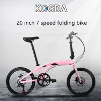 Kosda Aluminum Alloy Adults Bike Ultralight Mini 20 Inch 7 Speed Folding Bicycle Multiple Speed Double Machine Disc Brake Urban