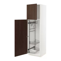 METOD 高櫃附清潔用品收納架, 白色/sinarp 棕色, 60x60x200 公分