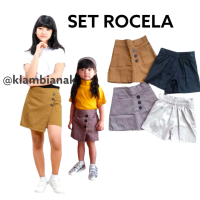 Setelan Baju Rocela  Anak 1-12Tahun Bahan Drilll Perempuan Katun Abu