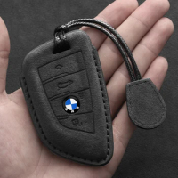 Leather car key case For BMW X1 X3 X5 X6 X7 F20 F15 F16 F48 G20 G30 G01 G02 G05 G11 G32 1 3 7 Series Keychain Suede Accessories