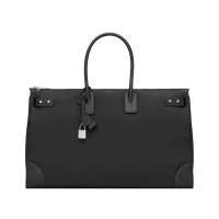 Saint Laurent [12.12 Dealcember] Sac De Jour 48H Nylon and Leather Duffle Bag Black