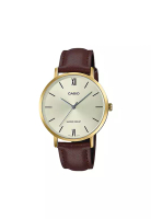 CASIO Women's Analog LTP-VT01GL-9B Gold tone Brown Leather Watch