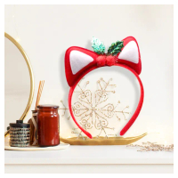 【交換禮物】摩達客-聖誕派對-聖誕紅貓耳髮箍