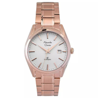 Alexandre Christie Jam Tangan Pria Alexandre Christie AC 8554 MD BRGSL Men Silver Dial Rose Gold St Steel Strap