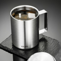 【CCKO】新款 316不鏽鋼雙層杯 400mL 露營杯子 鋼杯 蓋杯 水杯 辦公杯 咖啡杯 不鏽鋼馬克杯 刻度杯