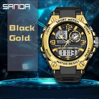 SANDA G Style Men Digital Watch Shock Military Sports Watches Dual Display Waterproof Electronic Wristwatch Relogio Masculino