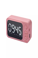 Dorahomi Dorahomi Speaker Bluetooth Portable Dan FM Radio Wireless Bass Mini Stereo Original Jam LED Display Alarm - Pink