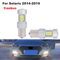 2pcs/lot 1156 3030 P21W Ba15s 30SMD Canbus White LED DRL For Solaris 2014-2019