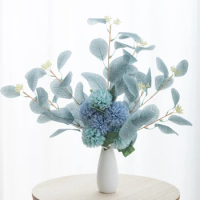 Artificial Flowers White Fake Plants Blue Bouquet Hydrangea Chrysanthemum Silk Flowers Artificial for Decoration Flower