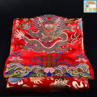 ▬藏式長條形門簾西藏民族風裝飾手工刺繡八吉祥加厚隔斷門簾紅色