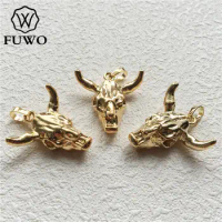 FUWO Wholesale Lovely Small Bull Skull Head Pendant,Golden/Silver Plated Resin Cattle Accessories For Women Jewelry Making PD215