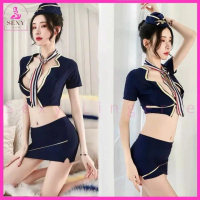 New SEXY LINGERIE SET Seksi Sexy + Rok + Topi Model Cosplay Custom Kustom Pramugari Executive SL-62