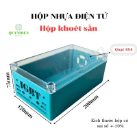 Hộp Nhựa ABS màu Xanh Nắp TRONG Phay IGBT 200x120x75mm quạt Bên - Linh Kiện Quỳnh Diễn