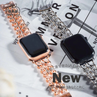 【蘋果庫Apple Cool】Apple Watch S7/6/SE/5/4 42/44/45mm 高質感金屬雙鏈