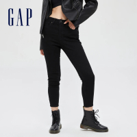 【GAP】女裝 簡約素色緊身牛仔褲-黑色(619230)