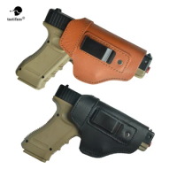 Hand Gun Concealed Leather Holster Universal Carry Pistol Case Metal Clip For Glock 17 19 P226 P229 Sig Sauer Ruger Beretta M92