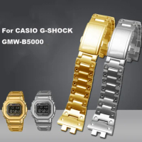 Suitable for CASIO G-SHOCK GMW-B5000 refined steel watch chain gold and silver brick refit watch belt accessories