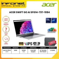 ACER SWIFT GO AI SFG14-73T-5184 ULTRA 5 125H 32GB 512GB SSD INTEL ARC GRAPHICS 14" TOUCH 2.8K IPS 10