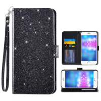 Solid Color Glitter Flip Cover Leather Wallet Phone Case For Huawei Mate 40 30 20 10 9 Pro X Lite P Smart 2021 Y7A Nova 2S 3 5i