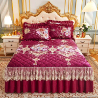 Princess Bedding Bed Skirt bedspread Pillowcases Winter Thick Warm Lace Bed Sheets Mattress Cover Ki
