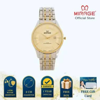 Mirage Jam Tangan Pria Analog 8775 M Silver Gold Original Plat Gold