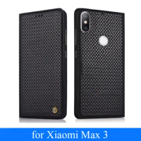 For Xiaomi MAX 3 Case Business Flip Phone Case for Xiaomi Max3 Luxury Genuine Leather Cow Cover Fundas Skin Mi Max 3 Bag Slim