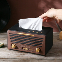 復古收音機紙巾盒創意家用客廳餐桌網紅茶幾方形新中式裝飾品擺件