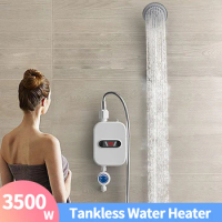 3500W 220V Tankless Water Heater Instant Electric Hot Water Heater Faucet Kitchen Instant Heating Tap Water Heater EU Plug IPX4