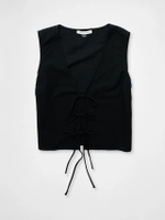 เสื้อผู้หญิง 6314 TIE FRONT VEST MB สี ดำ