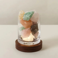 【SPANCONNY 飾品控】七心守護 l 七彩全效水晶/黑胡桃木燈座 l 水晶氣氛燈(桌燈/小夜燈/水晶燈)