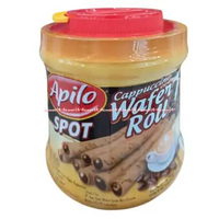 Apilo 300gr Spot Strawberry Cappucino Chocolate Wafer Roll Kemasan Toples Kaleng Rasa Kopi Kapucino 