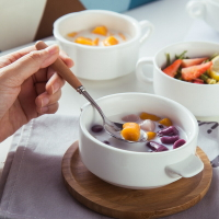 陶瓷歐式雙耳碗 早餐蒸蛋碗西餐糖水碗湯碗帶手柄濃湯碗羅宋湯盅
