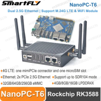 Friendly NanoPC T6 RK3358 Development board MiniPCIE 4G LTE M.2 WiFi6 NVME SSD HDMI in 2.5G eth 16G 256GB Android TV,debian 11