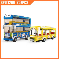 3970 257pcs/ 3971 231pcs Urban Double-decker Double Decker Interurban Bus Building Blocks Toy Kids