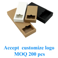 20 pcs Luxury black kraft paper sliding box, cardboard drawer box, CD sleeve Black slide box Custom gift box