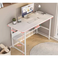 簡約現代辦公桌電腦桌(白架白色【雙層】)(尺寸:100*45CM)