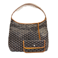GOYARD 全球爆款經典滿版LOGO防水皮革HOBO包(黑/棕)