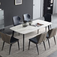 餐桌 小戶型餐桌椅意式亮面巖板餐桌椅組合家用長方形餐桌