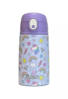 Oasis Oasis Kids' Water Bottle with Sipper Silicone Straw 400ML - Rainbow Unicorns
