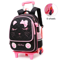 Children School Bag With Wheels School Backpack for Girls Students Backpack Rolling Trolley Bag kids Teenagers Book Travel Bags