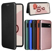 For Google Pixel 6 6A Case Luxury Flip Carbon Fiber Skin Magnetic Adsorption Case For Google Pixel 6 Pro 6 A Pixel6 Phone Bags