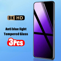 3 keping pelindung skrin kaca tempered biru dan ungu untuk Vivo X21/X21i/X21s/X23/X27/X27 Pro